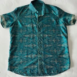 Custom 100% Silk Button Down Shirt Size XL EUC